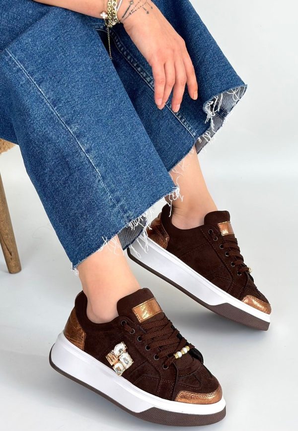 Ceans Kahverengi Süet Bağcıklı Spor Ayakkabı